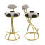 Ensemble de 2 tabourets de bar rembourrés à hauteur de comptoir Football pour tabourets de bar en métal en forme de S (structure dorée et dossier blanc crème)-1900026513
