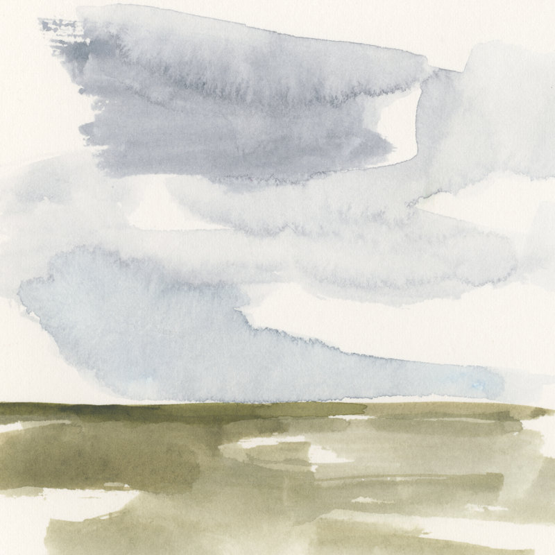 «Open Field Sketch II» par Victoria Barnes - peinture sur toile tendue, H 12 po x l 12 po