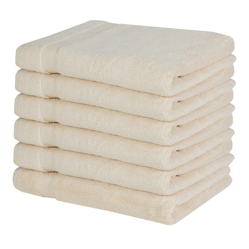 Ensemble de serviettes à main 100% coton Splash Splash, essuie-mains absorbants doux 550 g / m² pour salle de bain, spa et usage quotidien, certifié OEKO-TEX, paquet de 6, sable