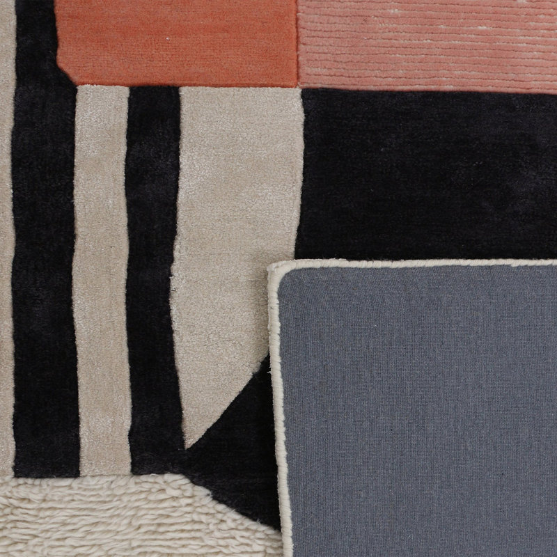 Off Balance Area Rug in Orange/Black/Gray/Blue, Rectangle 5' x 8'