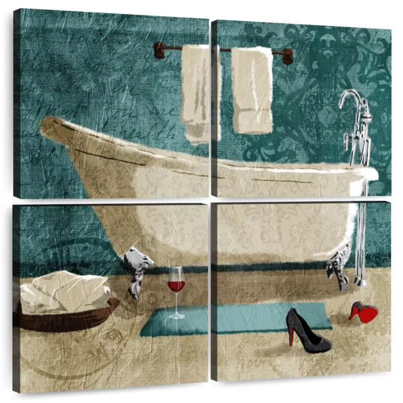 Kerrick Teal Drink And Heels Bath, 74" H x 74" W