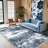 8x10 Low Pile Carpet, Washable Low Pile Area Rugs for Living Room, Blue Modern Abstract Rugs for Bedroom Dining Room Table Home Decor Use, Large Tumble Rug for High Traffic Area, Non Slip-759699554-754217698