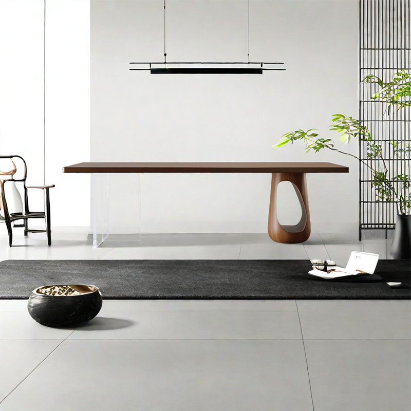 Ash Solid Wood Top Dining Table, 27.56" W x 62.99" L