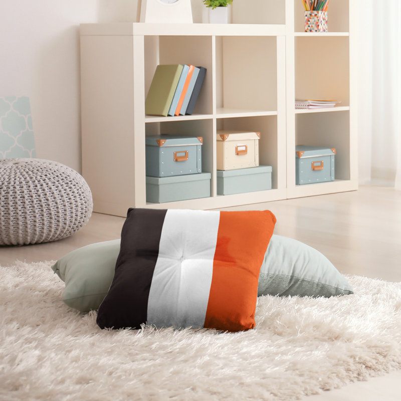  Coussin de sol touffeté, 30 po x 30 po, Brun / Orange