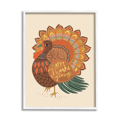 " Happy Thanksgiving Festive Orange Wild Turkey "