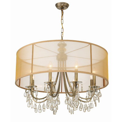 Walser 8 - Light Shaded Drum Chandelier with Crystal Accents