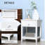 Table de bout à 2 tiroirs avec tiroir, côté blanc moderne pour la chambre à coucher, table de tiroir de 23,5 pouces de hauteur,