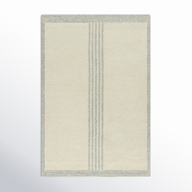 Rectangle Analeya Wool Area Rug with Non-Slip Backing