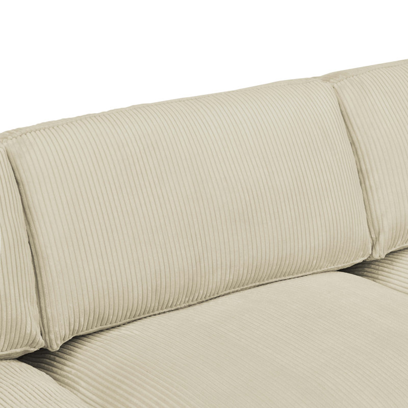 Canapé modulaire rembourré 4 pièces Temica, Velours côtelé crème