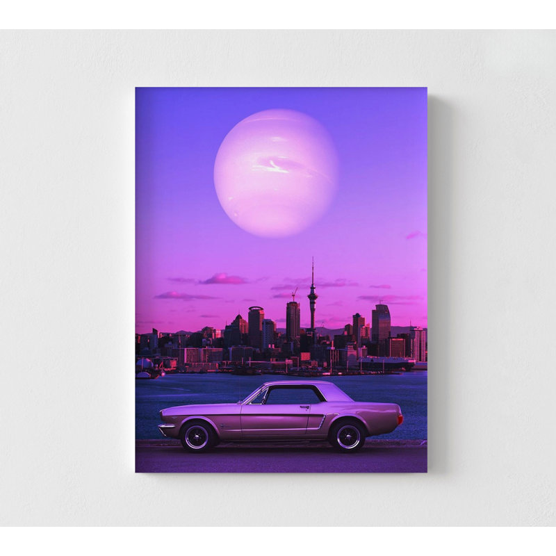 «Ford Mustang» rétro, art mural rétro, idée de décor urbain rétro, œuvre d'art rétro, H 48 po x l 36 po, Ne s’applique pas
