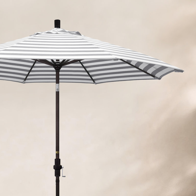 Parasol de marché 9 pi, Rayure Cabana grise / blanche