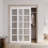 80" Height Primed 5-Lite Frosted Glass Panels Sliding Closet Door with Installation Hardware Kit-110561723
