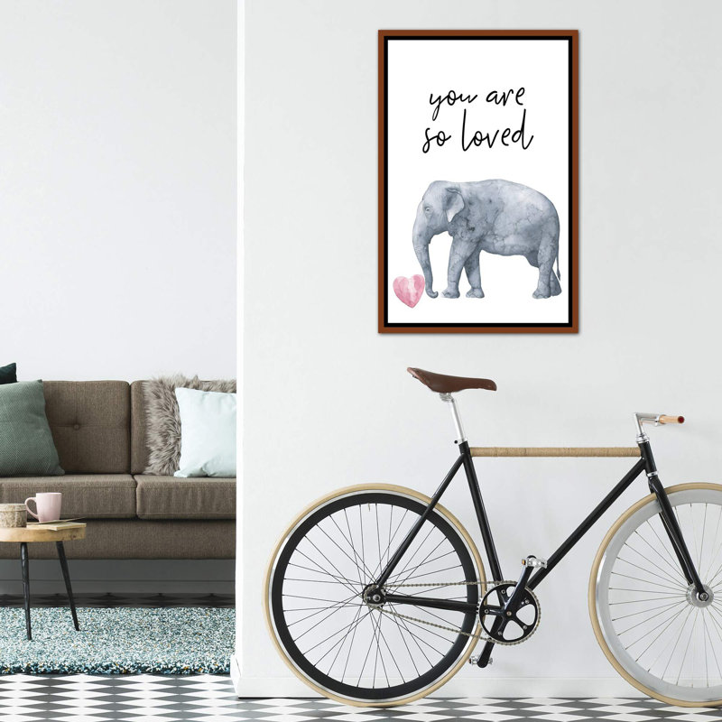 «You Are So Loved Elephant», reproduction d'art graphique, Toile avec cadre brun, Pas de tapis, H 40 po x l 26 po x P 1,5 po
