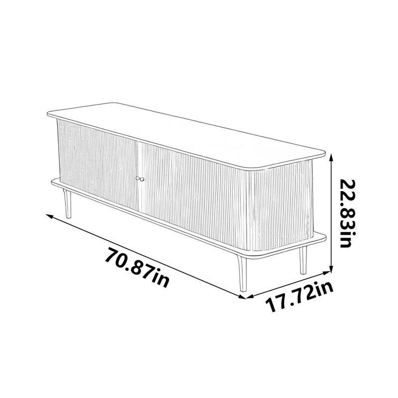 Meuble télé à volet roulant, 70.87"