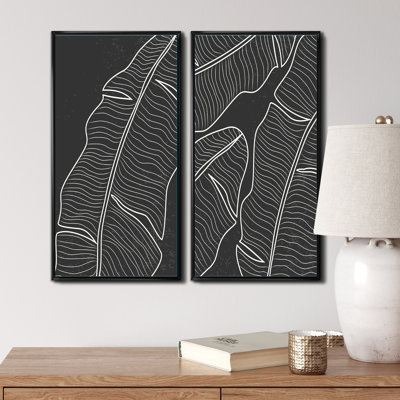 2 Piece Painting Set - Minimalist Botanical Line with Palm Leaves V