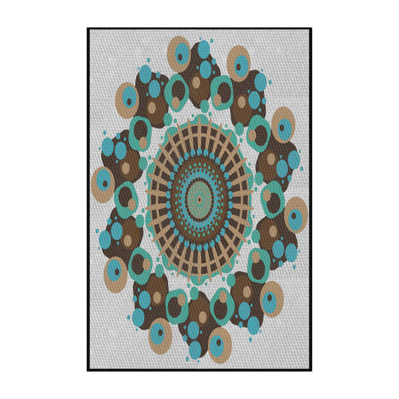 Laine tissée à la main et polyester turquoise/gris/noir Tapis décoratif, Rectangle 4 pi x 6 pi