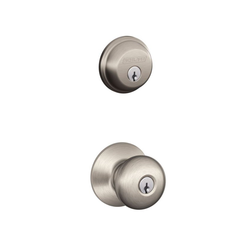 Complete Plymouth Entry Knob Set with Deadbolt, Satin Nickel