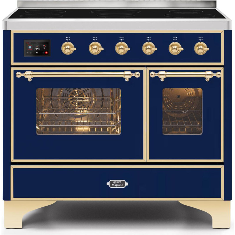 Majestic II 40" Freestanding Induction Range, Midnight Blue/Brass