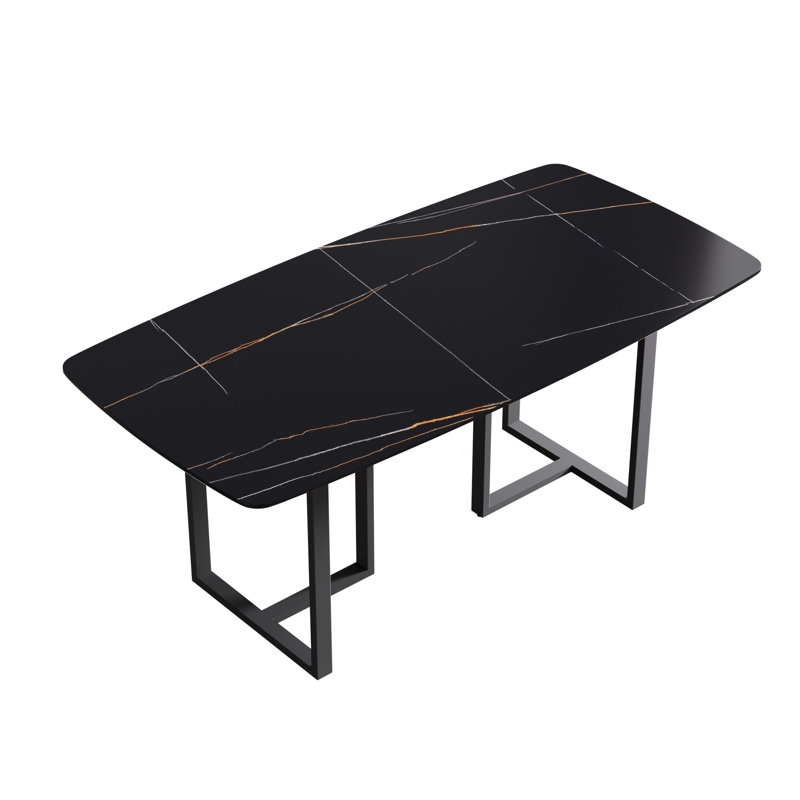 Table de salle à manger Evannie, Noir, Noir, H 29,53 po x L 70,87 po x l 35,43 po