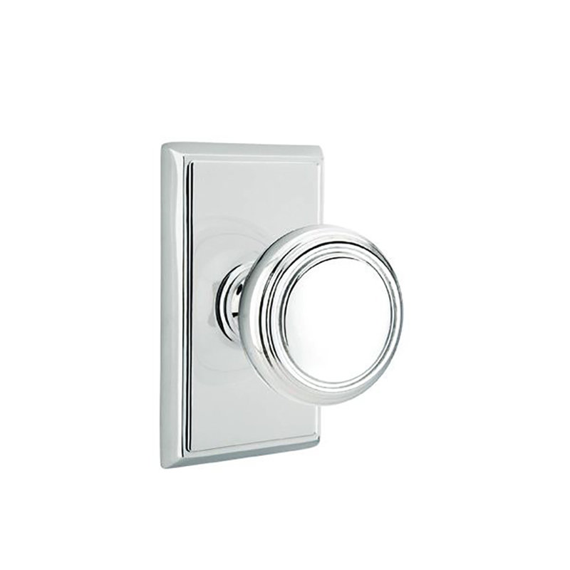 Ensemble de boutons de passage Emtek avec rosette rectangulaire et bouton Norwich, Chrome poli