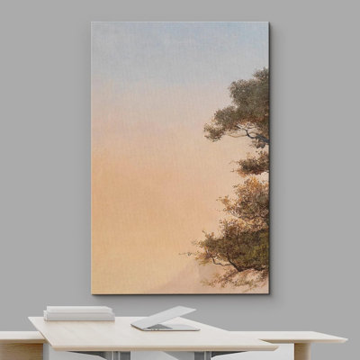 Nuage pastel dégradé ciel forêt arbres nature paysage art moderne décor minimaliste calme rustique