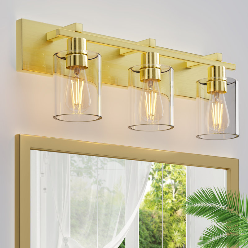 Passyunk Vanity Light, 3, Clear, Brushed Gold