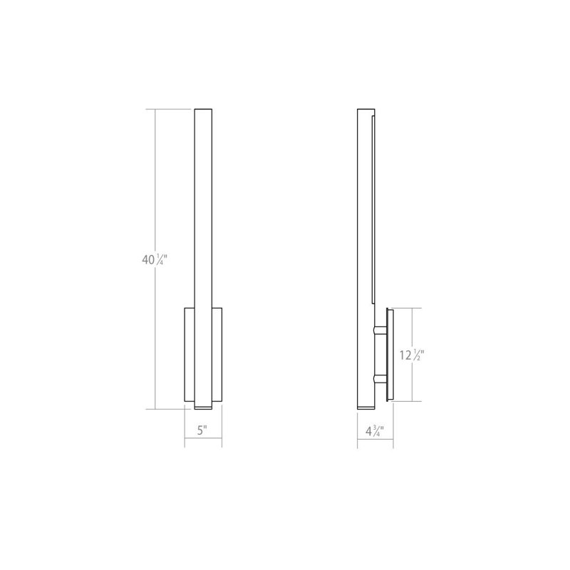 Flue Aluminium LED Armed Sconce, White, 40" H x 5" W x 4.75" D