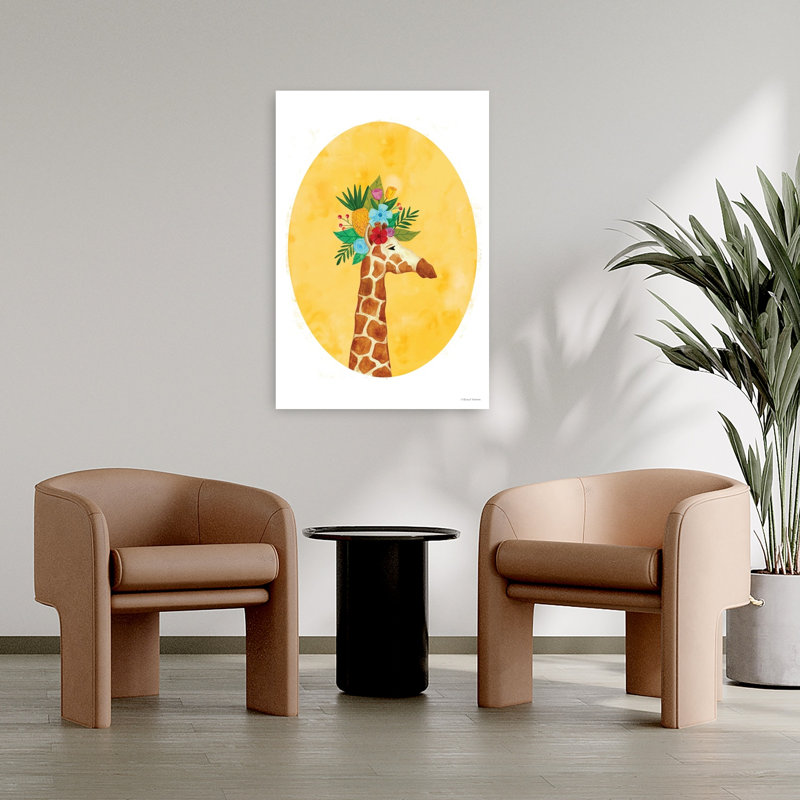 Girafe tropicale ludique, fantaisiste, art tropical, H 36 po x l 24 po