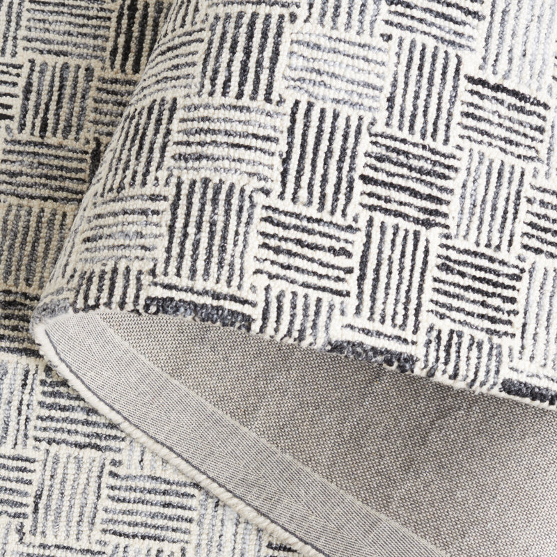 Tonnia Hand Tufted Wool Pile And Cotton With Latex Plaid Rug, Rectangle 4' x 6'