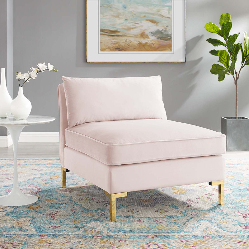 Ardent Performance Velvet Armless Chair, Pink Velvet