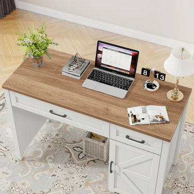 Bureau de direction, bureau d'ordinateur avec tiroirs et armoire de rangement Farmhouse