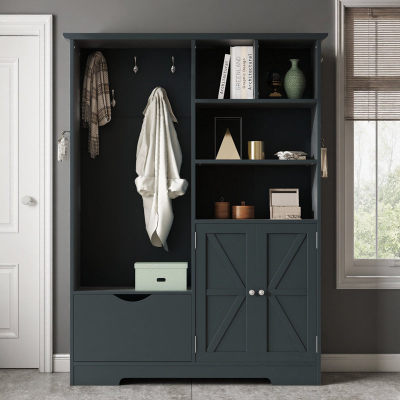 Banc de vestibule multifonctionnel avec rangement Timeless, Bleu antique