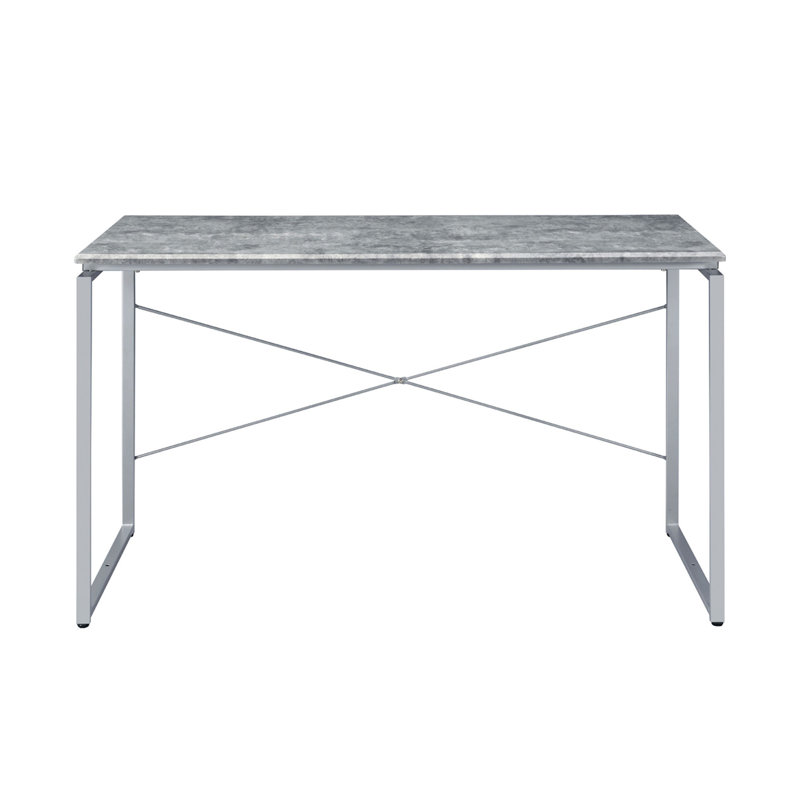 Bureau d'écriture rectangulaire en faux béton, Argent argent