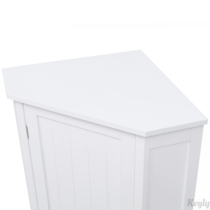 Armoire de salle de bain avec rangement en coin triangulaire avec tablettes réglables, panneau de fibres à densité moyenne moderne pour une utilisation efficace de l'espace
