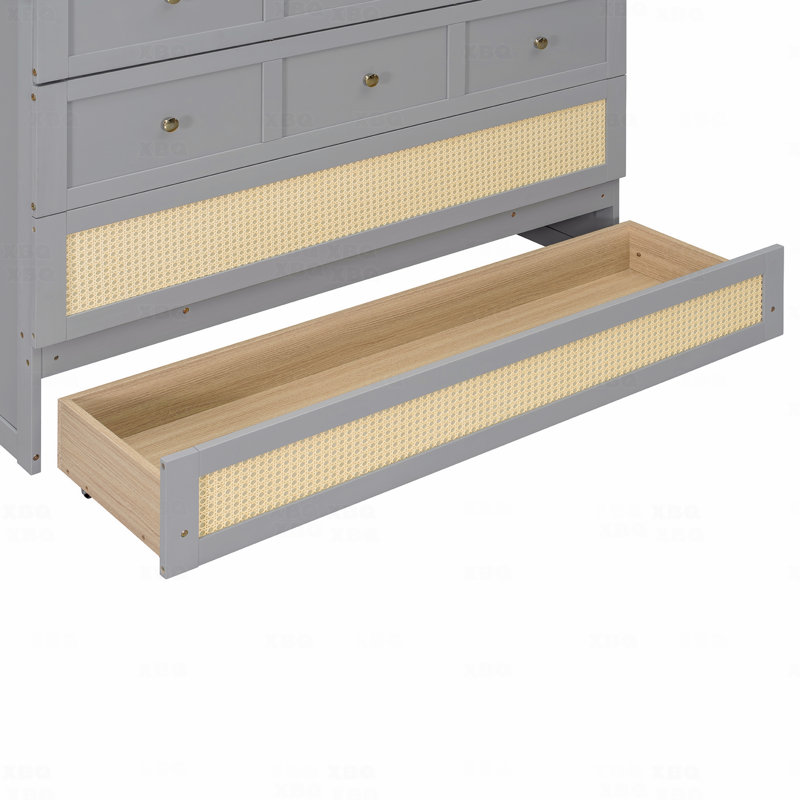 Lit escamotable double avec grands tiroirs, Gris