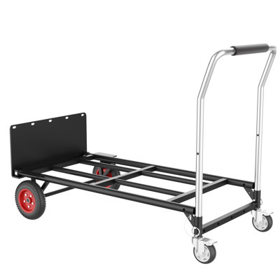 2-in-1 Folding Hand Truck, 600 LBS Convertible Dolly Cart with Lockable Wheels, EVA Foam Handle Hand Truck for Moving Heavy Loads, Collapsible Hand Truck for Storehouse Office Home Shopping