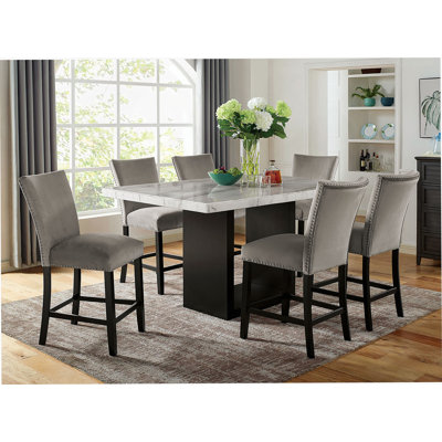 Dining Table Set, One Table With 6 Upholstered Chairs