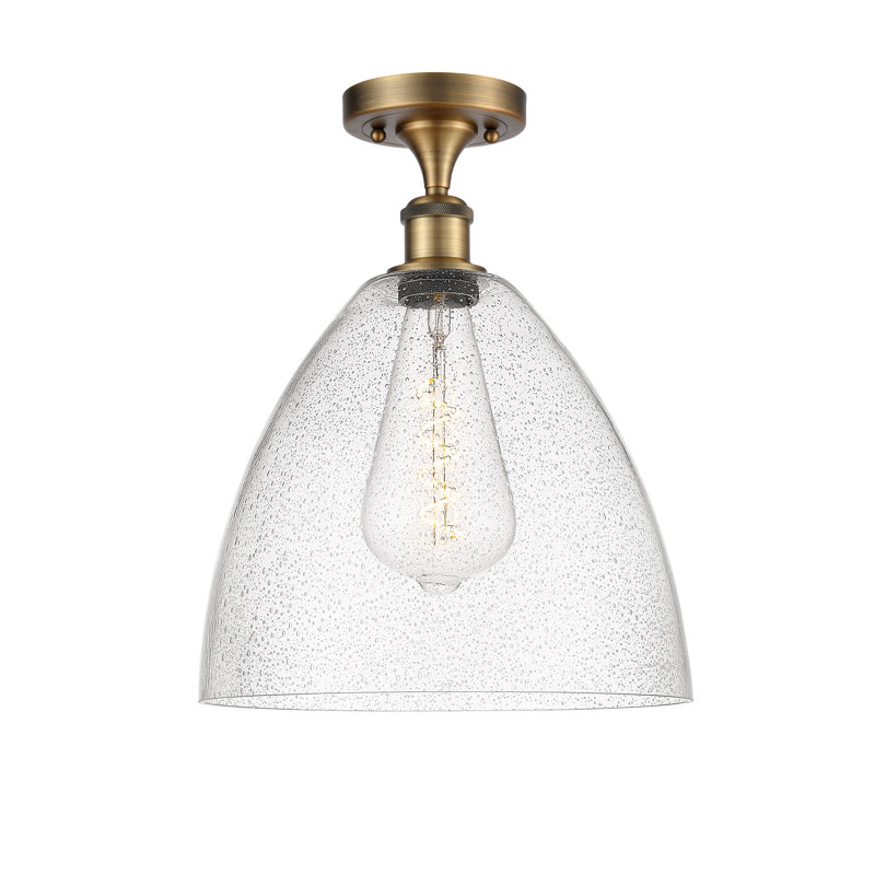 Plafonnier semi-encastré 9 po 1 lumière Amilia, H 14,75 po x l 12 po x P 12 po, Ampoule non incluse, Laiton brossé