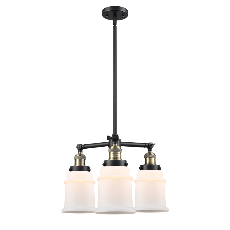Donson 3 - Light Dimmable Classic / Traditional Chandelier, Matte White Cased, Antique Brass, 3.5 Watt Vintage LED Bulb