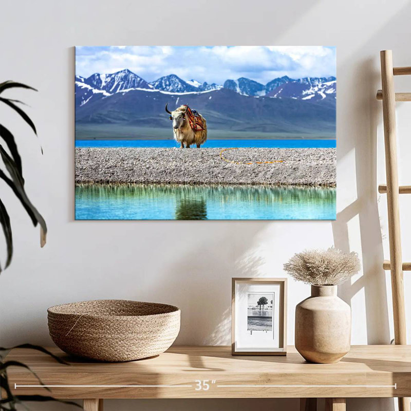 Yak dans le lac Namtso, H 16 po x l 24 po