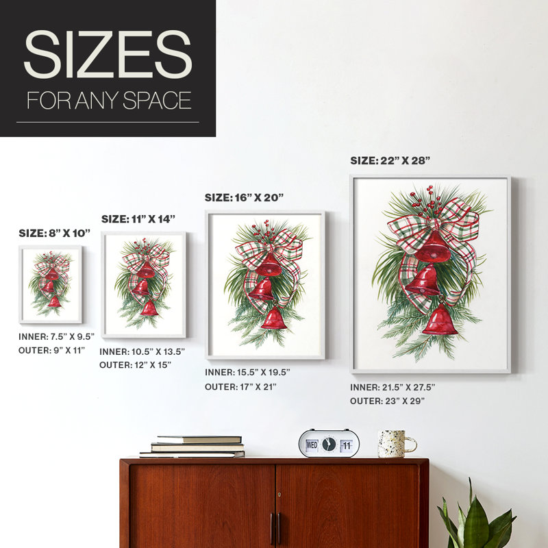 «Holiday Bells», reproduction encadrée - bois massif, H 30 po x l 24 po, Blanc