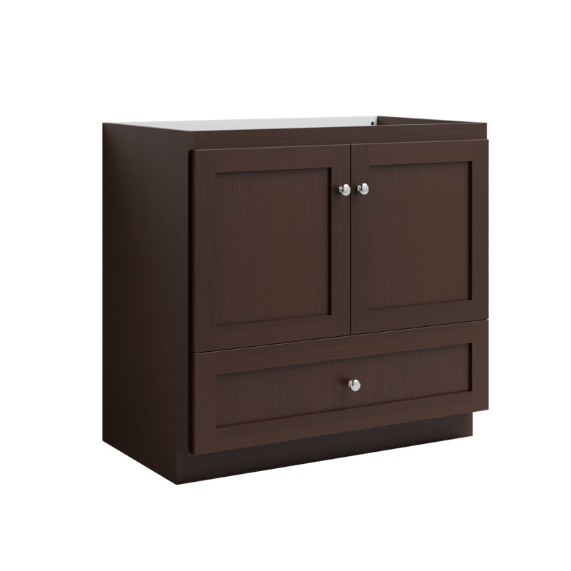 Shaker 36 in. W x 21 in. D x 34.5 in. H Bath Vanity Cabinet without Top in Dark Alder, Dark alder