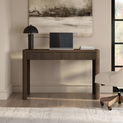 Palmera 47.5" Wide Rectangular Fluted Desk in Brown Oak