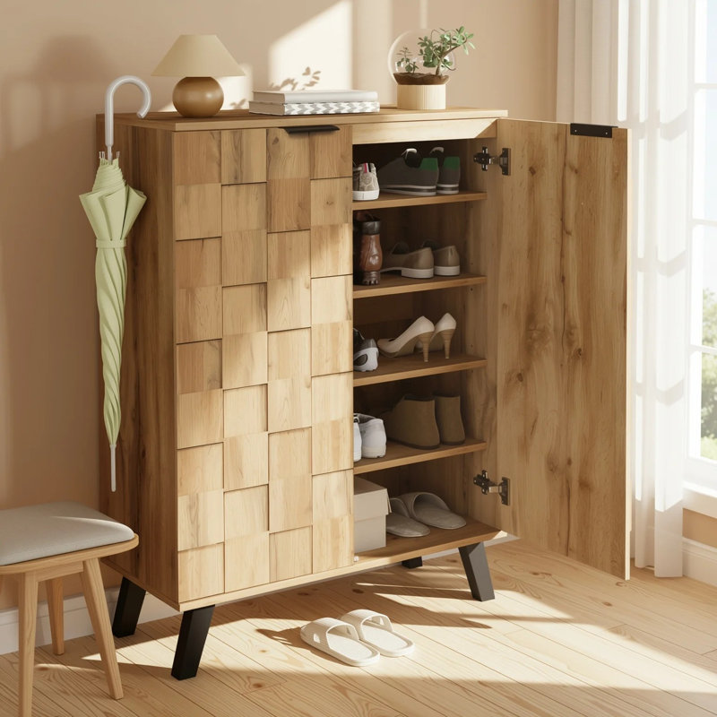 15 Pair Shoe Storage Cabinet, Natural