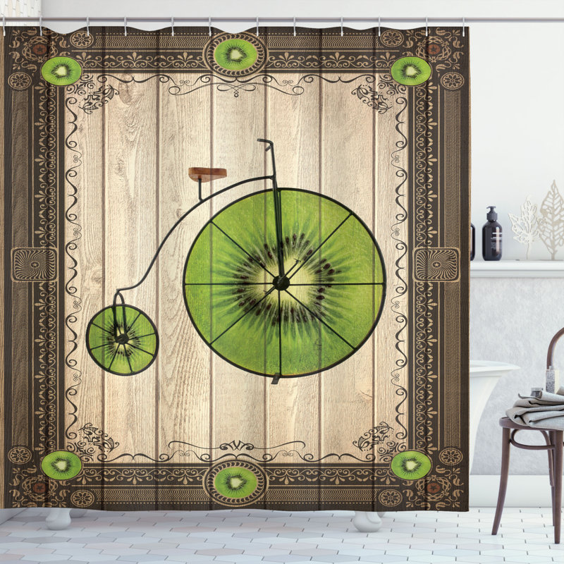 Kiwi Shower Curtain Set + Hooks, 75" H x 69" W