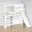 Lit mezzanine simple avec garde-robe, tablettes, glissade et lumières DEL