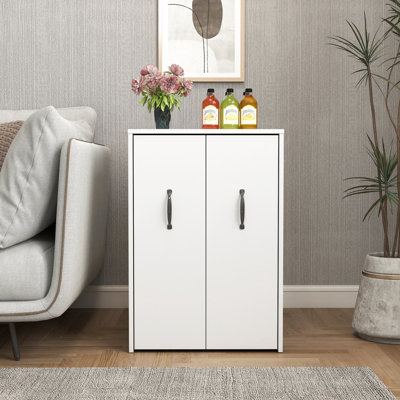 White 3 Tier Floor Standing Bookcase With Slide Out Drawer And 2 Levels Of Dividers, 64.44 Lb, Home Organization