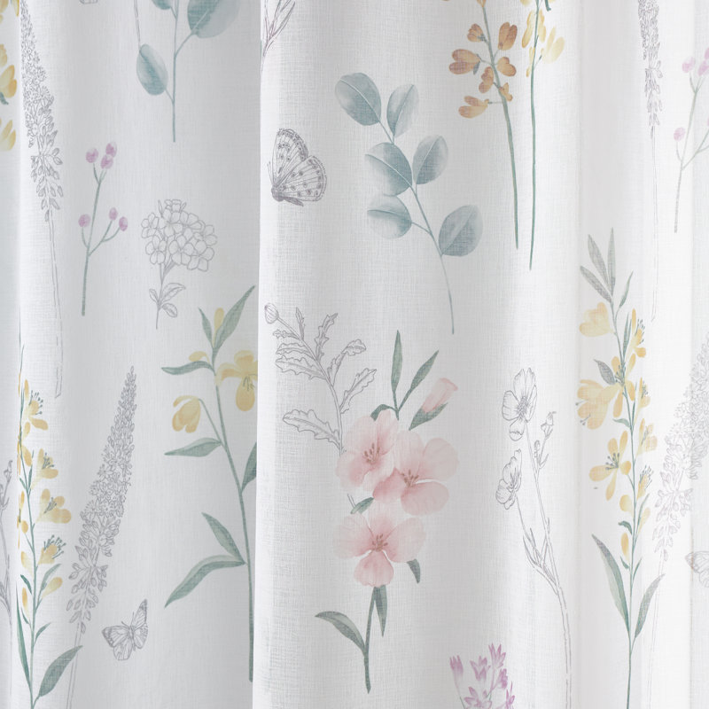 Emilia Floral Slot Top Voile, Width 140 x Drop 122 cm