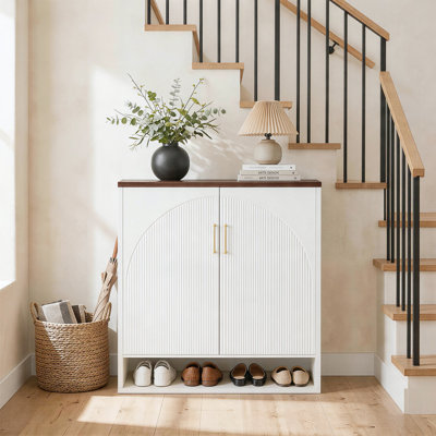 30-Pair Fluted Shoe Storage Cabinet