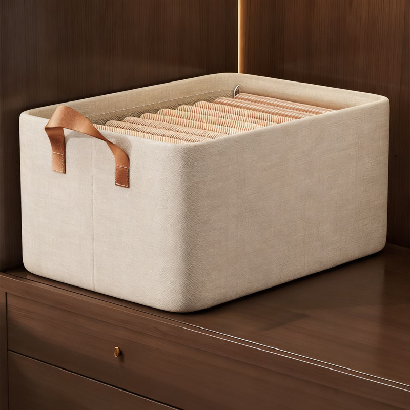 49L Large Capacity Foldable Storage Bin With Sturdy Steel Frame, Ideal For Organizing Clothes, Blankets, Toys, Books, And Household Items